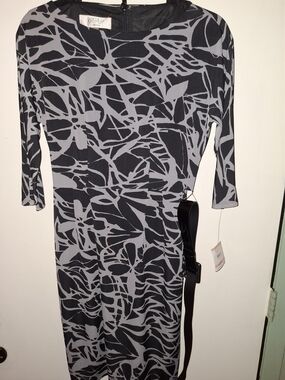 Kasper Women’s Black and Gray Printed Sheath Dress